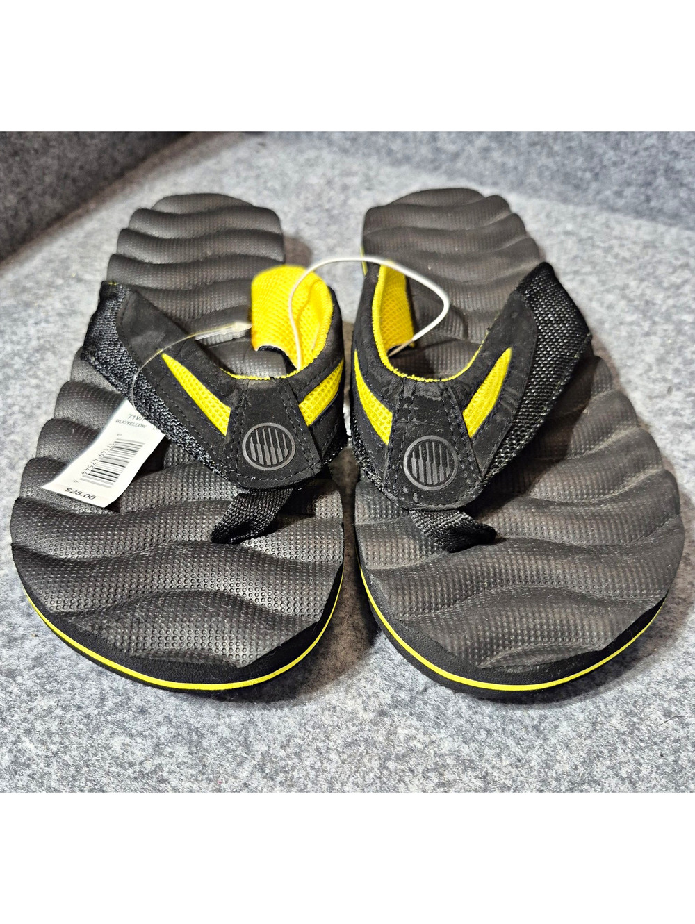 Thong Sandals Slip-On Synthetic Logo Accents Unisex US 10 Black Yellow